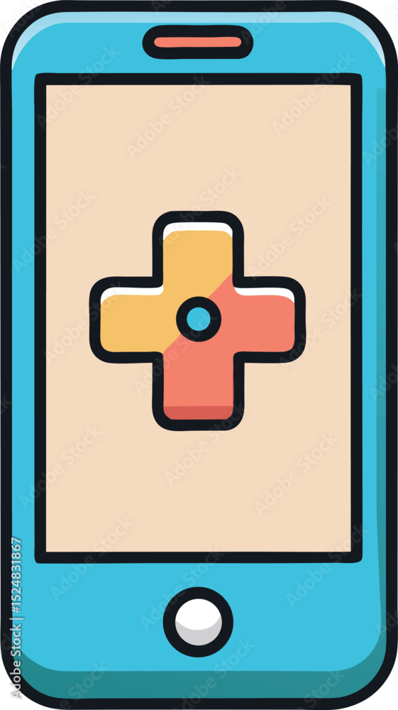 Obraz premium Square Medical Button with Cross Icon Vector