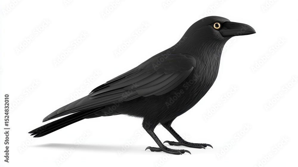 Obraz premium Pixelated Black Crow Profile on White Background