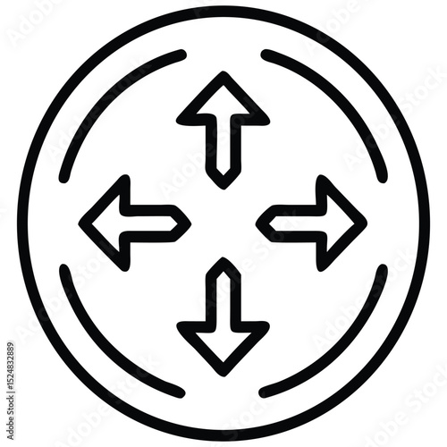 Router Symbol Illustration of Navigation with Arrows in a Circular Design