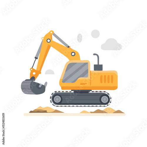 Mining Excavator Work Illustration