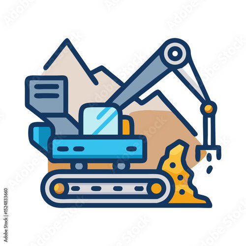 Mining Excavator Operation Icon