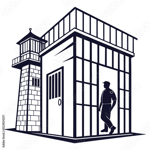 silhouette jail icon on white background