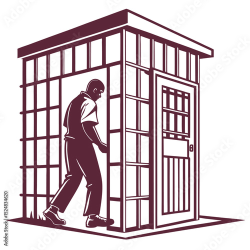 silhouette jail icon on white background