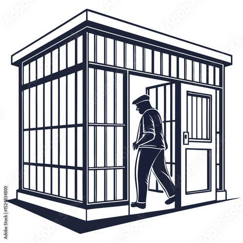 silhouette jail icon on white background