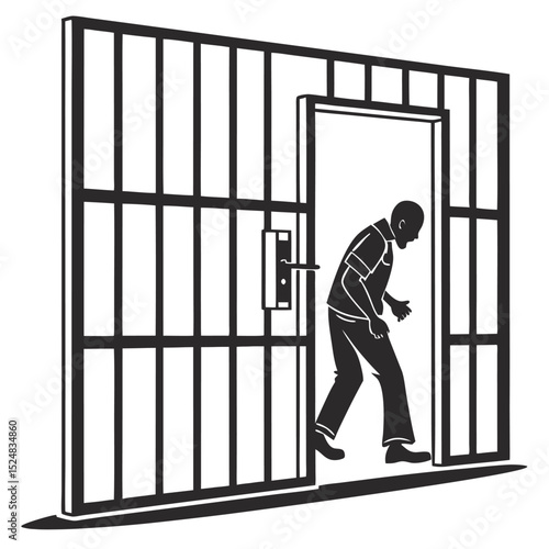 silhouette jail icon on white background
