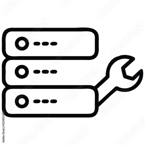 Server Stack with Wrench Illustration for Maintenance and Configuration Services Concept Art