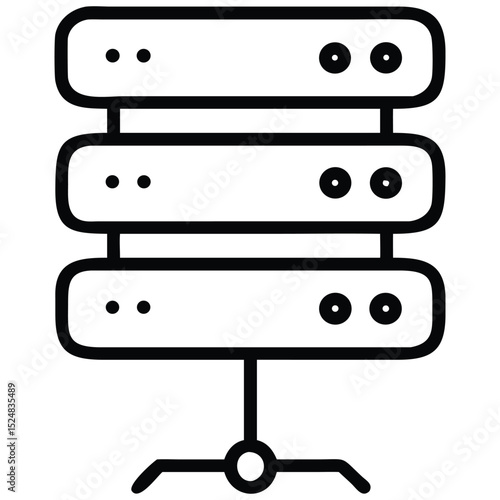 Server Tower Icon Three Data Storage Units Connected by a Supporting Structure