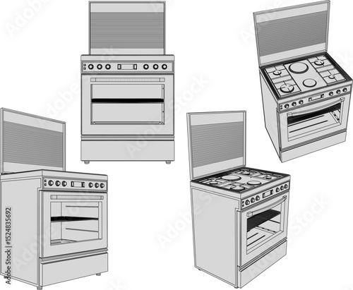 vector illustration of stove design with oven for cooking in the kitchen