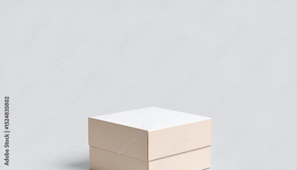 Obraz premium Empty light beige box on plain background
