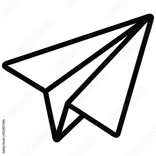 Simple Black and White Paper Airplane Icon Design for Messaging Applications and Communication