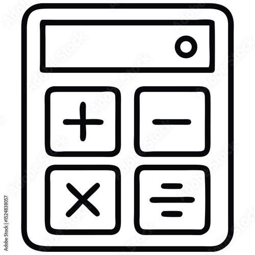 Simple Calculator Icon with Plus, Minus, Divide, and Multiply Symbols Outline