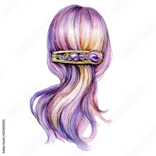 Hair Clip, watercolor vector, high quality, isolated on a white background.