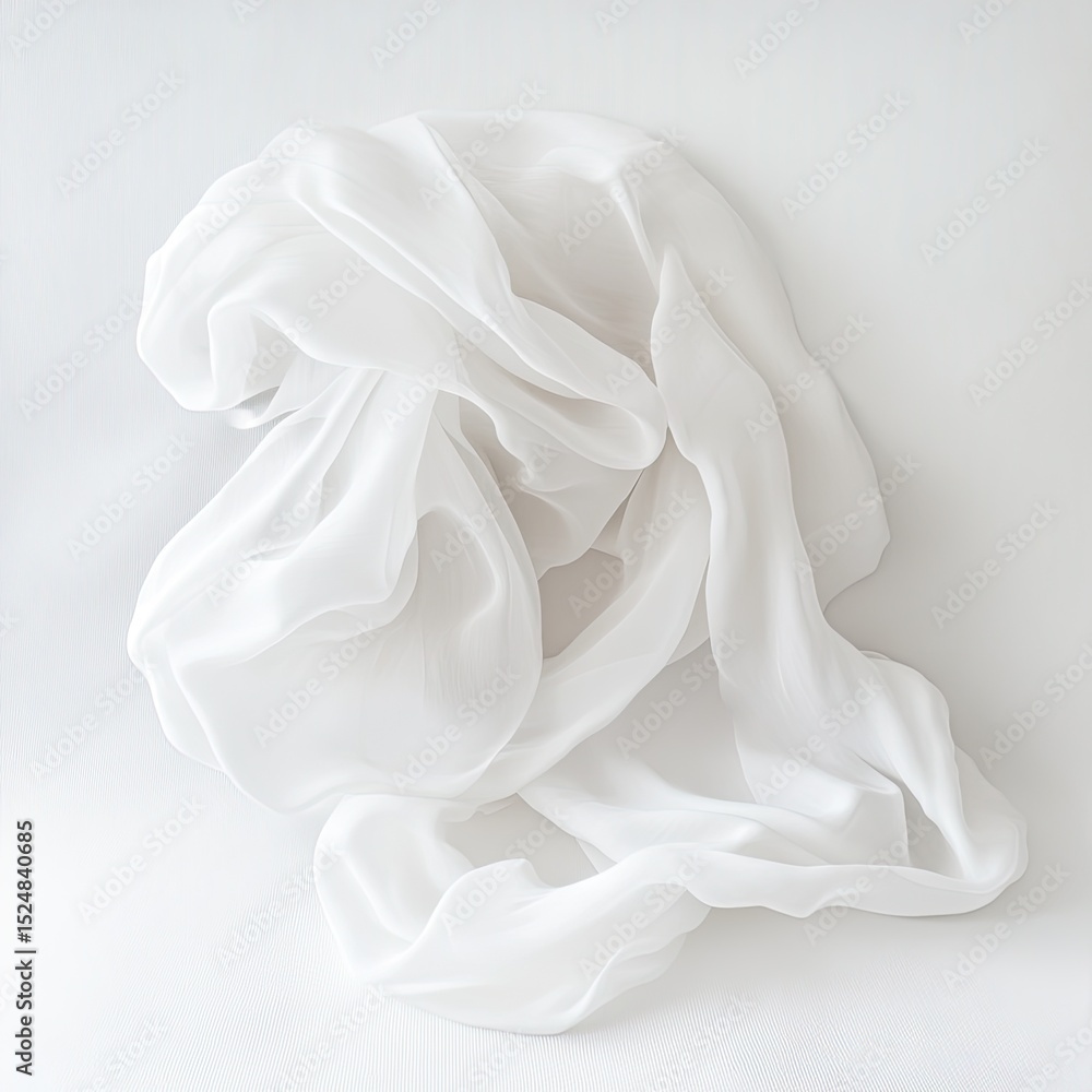 Draped white fabric on a light background Draped white fabric on a light background