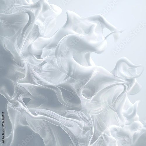 Abstract swirling white forms, flowing and dynamic, creating a sense of movement and fluidity
