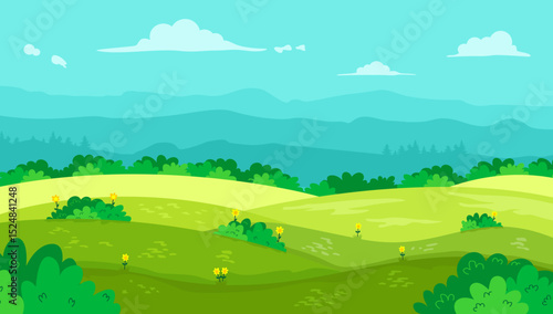 green hills landscape scene illustration