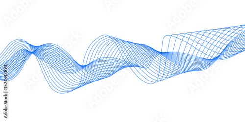 Abstract blue background with a glowing abstract waves. Abstract wave element for design. Digital frequency track equalizer, Futuristic background design. Long exposure, Light painting photography.