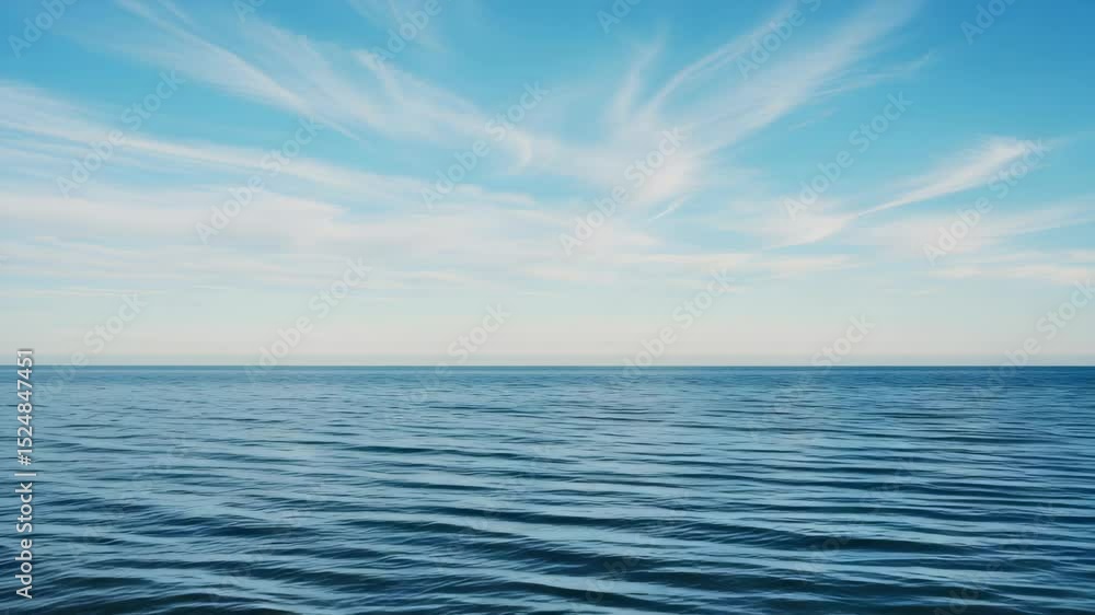 custom made wallpaper toronto digitalVibrant Blue Sea Waters Meet Light Cloudy Skies In A Peaceful Seascape on a Sunny Day