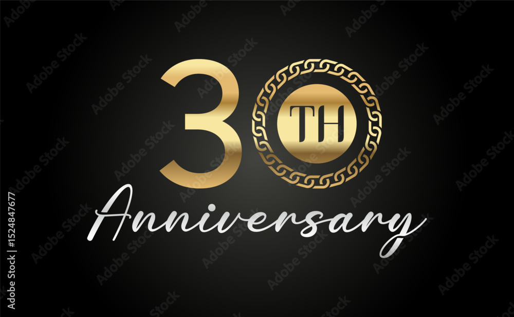 Fototapeta premium 30th anniversary celebration background. with gold numbers and black background, for greeting cards, events