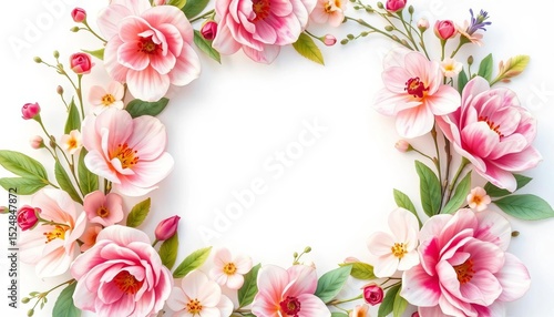 Delicate watercolor floral wreath with soft pastel hues and lush blooms, painting, blossom