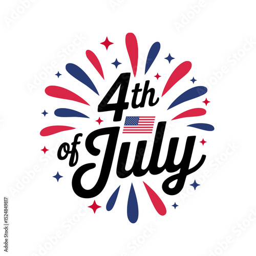 Words happy 4th of July and a US flag perfect for Independence Day celebrations social media posts, marketing materials, and greetings.