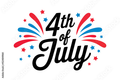 Words happy 4th of July and a US flag perfect for Independence Day celebrations social media posts, marketing materials, and greetings.