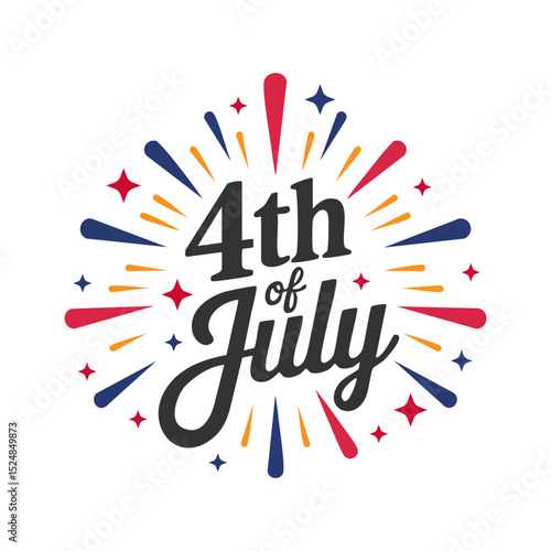 Words happy 4th of July and a US flag perfect for Independence Day celebrations social media posts, marketing materials, and greetings.