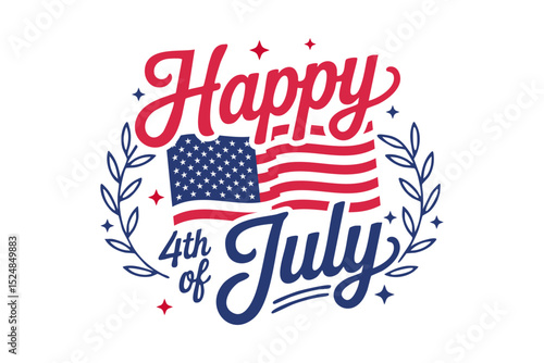 Words happy 4th of July and a US flag perfect for Independence Day celebrations social media posts, marketing materials, and greetings.