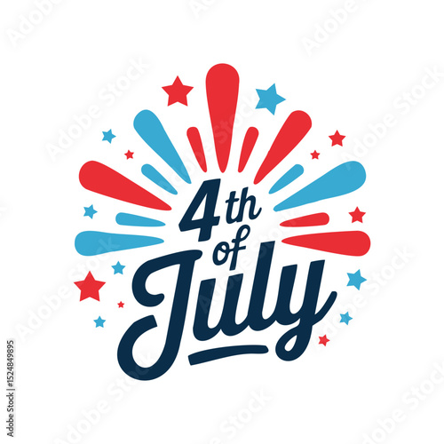 Words happy 4th of July and a US flag perfect for Independence Day celebrations social media posts, marketing materials, and greetings.