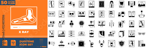 X Ray Duotone Editable Icons set. Vector illustration in modern thin duotone style of x ray icons: machine, equipment, technology, etc