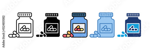 Pill Bottle Icon Element For Design