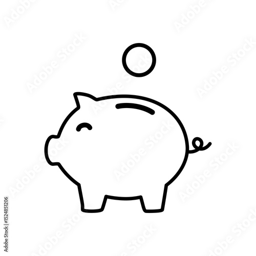 Piggy bank with money line icon. Vector Illustration design.