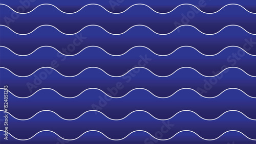 Seamless Blue Abstract Pattern with Wavy Lines in Modern Art Style