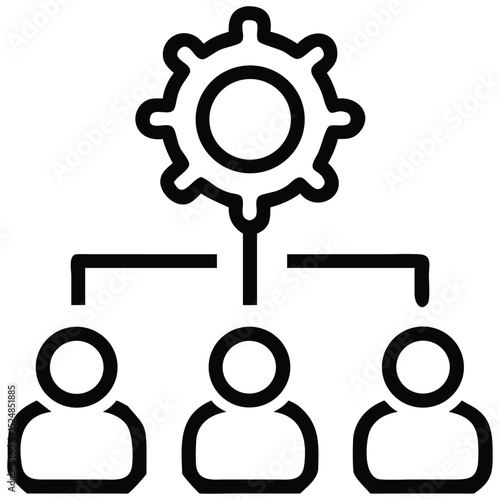 Team Management System Icon Gear Connected with Individuals for Organization and Leadership