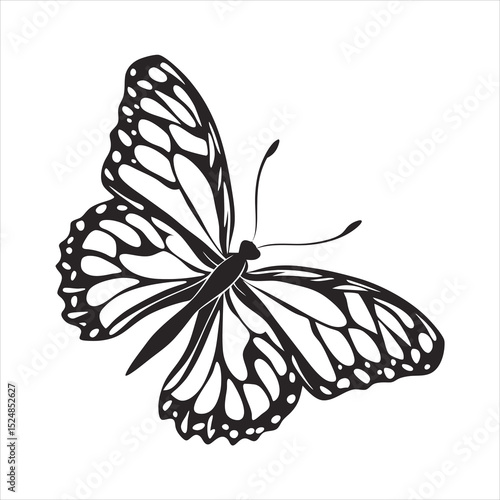 silhouette butterfly clipart on white background