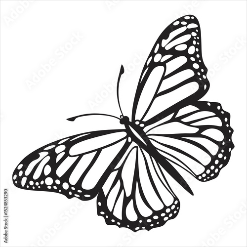 silhouette butterfly clipart on white background