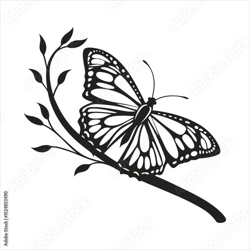 silhouette butterfly clipart on white background