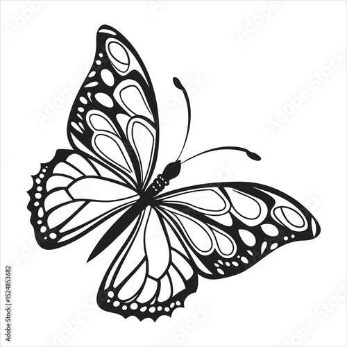 silhouette butterfly clipart on white background