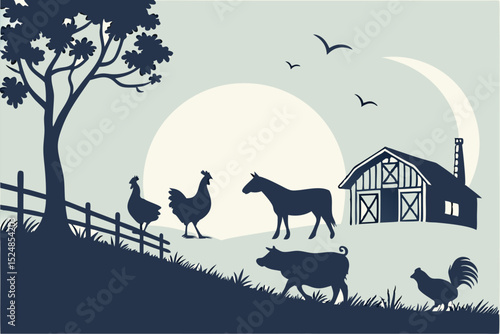 Barnyard Blackout: Elegant Animal Silhouettes