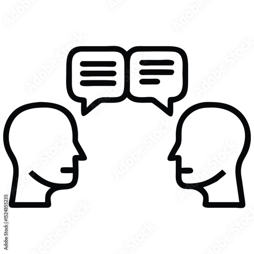Two Head Silhouettes Facing Each Other With Conversation Bubbles Above Them Icon