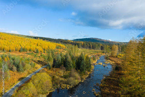 Galloway Forest in autumn, Raiders Road and River Dee, Dumfries & Galloway, Scotland