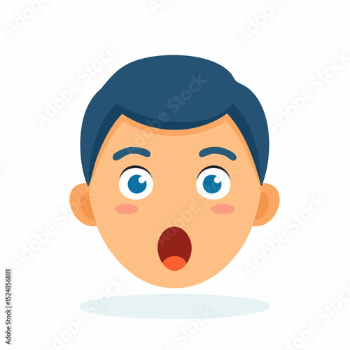 Shocked boy face with mouth open and raised eyebrows
