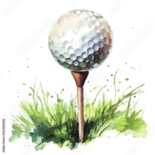 watercolor vector of Golf, high quality, isolated on a white background.