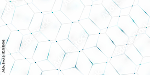 White 3d hexagonal technology vector abstract background. Blue bright energy flashes under hexagon in modern technology futuristic background vector illustration.