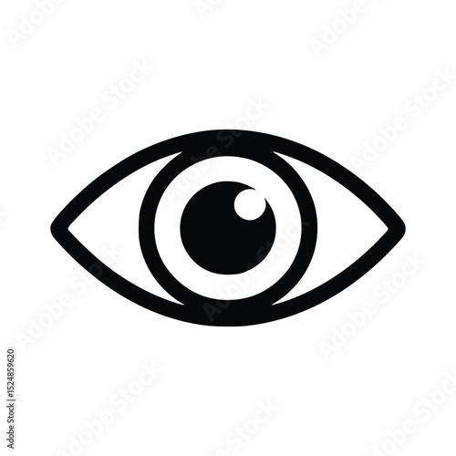 Simple Eye Icon Clean Black and White Symbol for Vision, Security, and User Interface Design