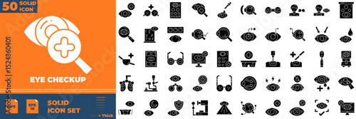 Eye Checkup Solid Editable Icons set. Vector illustration in modern thin solid style of eye checkup icons: ophthamology, optic, doctor, etc