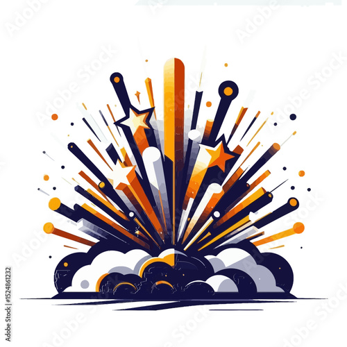 An explosive abstract illustration with stars and rays, perfect for blogs on celebration, innovation, success, or dynamic events and announcements.