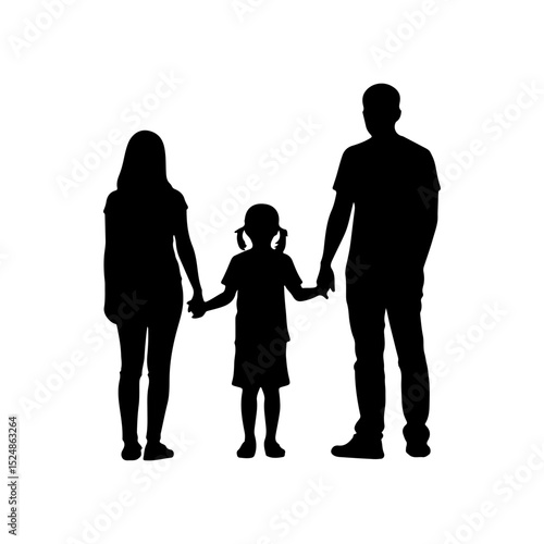 Parents and Kid silhouette icon vector flat design on white background