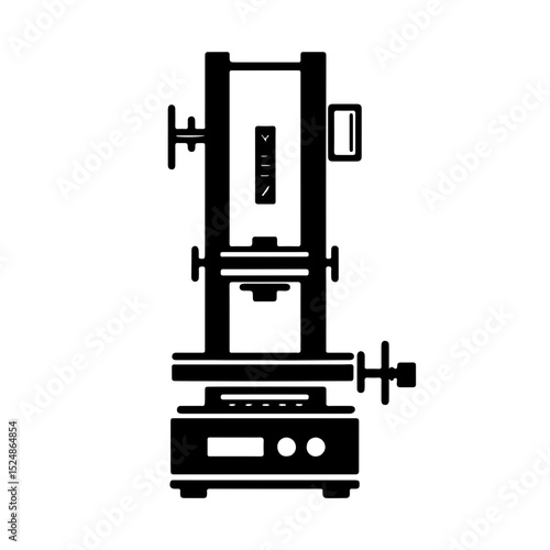 Industrial Milling Machine Silhouette. A bold and striking black and white silhouette of an industrial milling machine. This iconic design represents heavy machinery, manufacturing