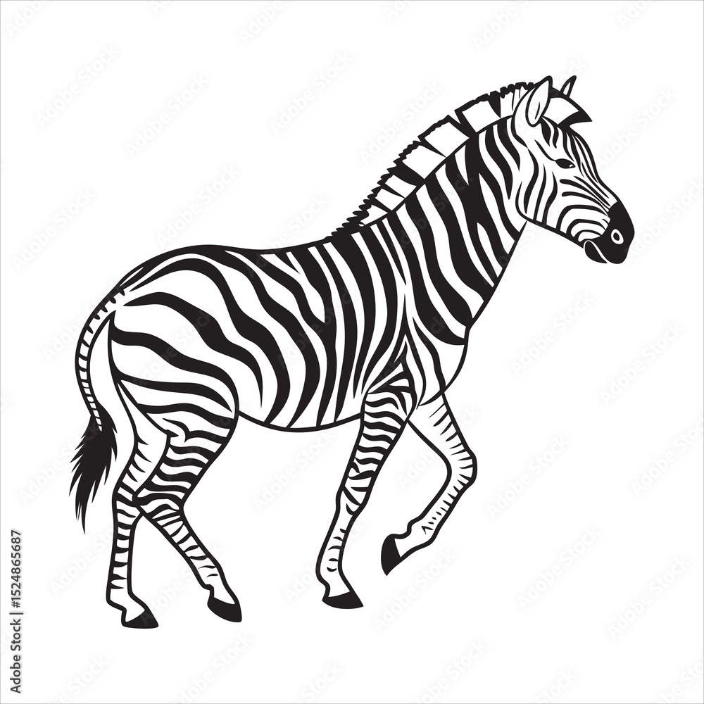 Fototapeta premium silhouette zebra on white background