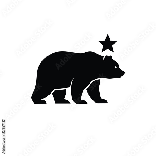 Black bear silhouette with star logo design